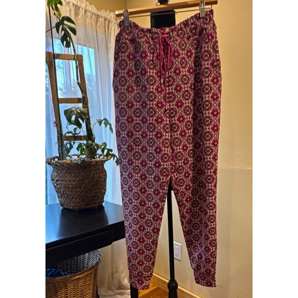 INC International Concepts Floral Jogger Pants Pink Drawstring Pockets